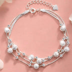 925 Sterling Silver Star Bracelet – Adjustable Double Layer for Party Jewelry