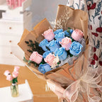 Blue Rose Building Blocks – Botanical Model Kit for Valentine's Day Gifts