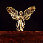 Antique Copper Cupid Statue – Small Brass Angel Figurine for Home Decor