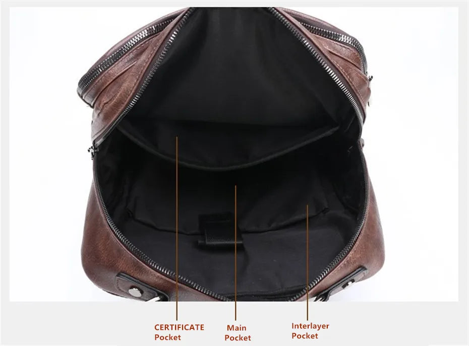 Split Leather Laptop Backpack – Large 14 Inch Travel Bag for Men