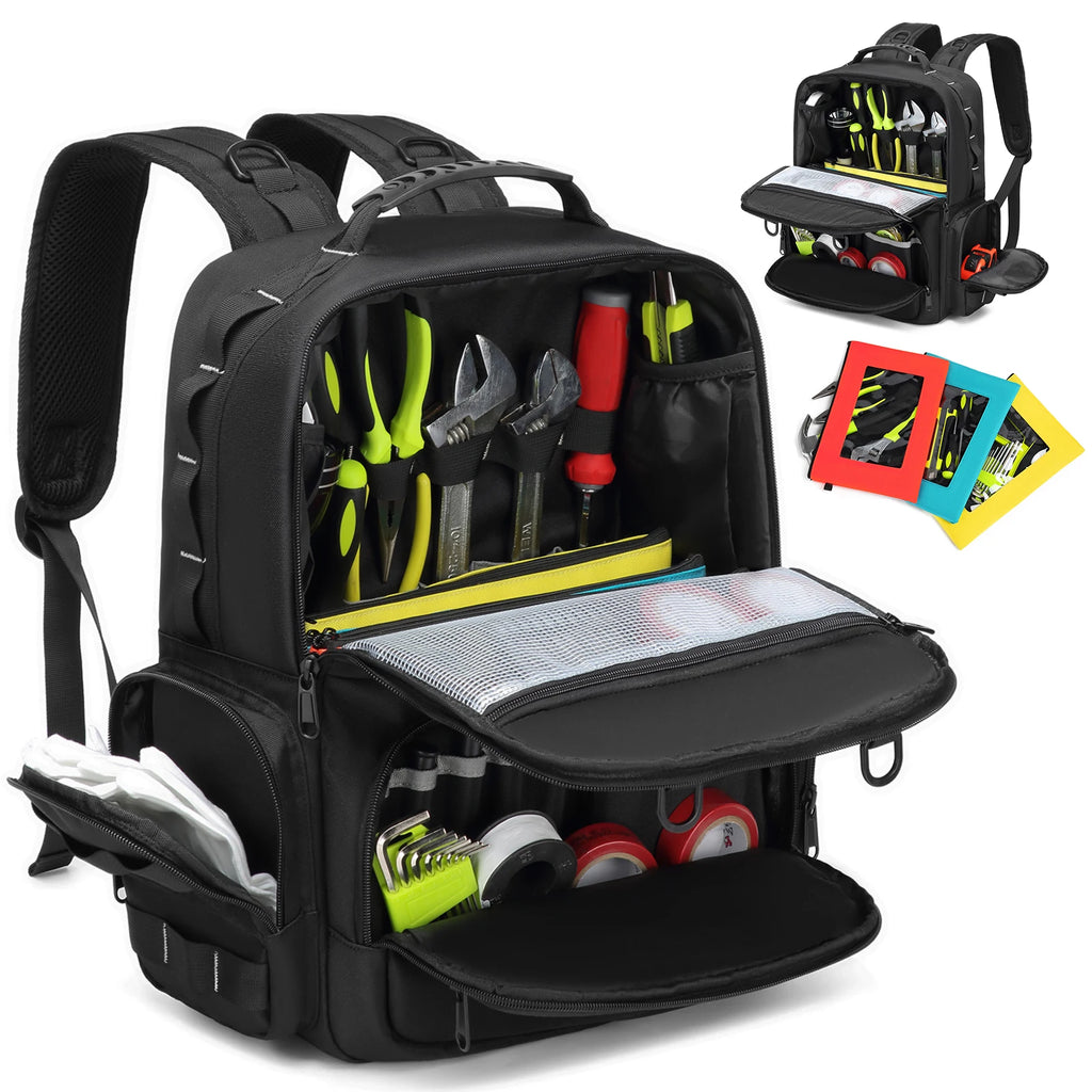 Heavy Duty Tool Backpack – Portable Organizer for Electricians and Plumbers