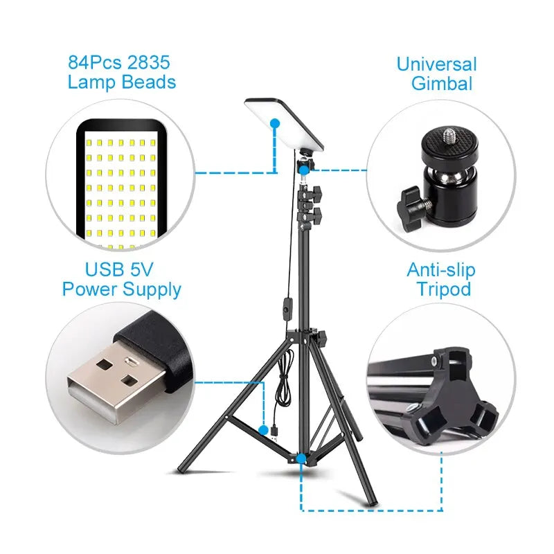 Portable LED Work Light – Telescopic Tripod Spotlight for Outdoor Camping