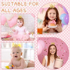 Mini Plastic Crown Topper – Pearl Tiara for Kids Cake and Hair Decoration