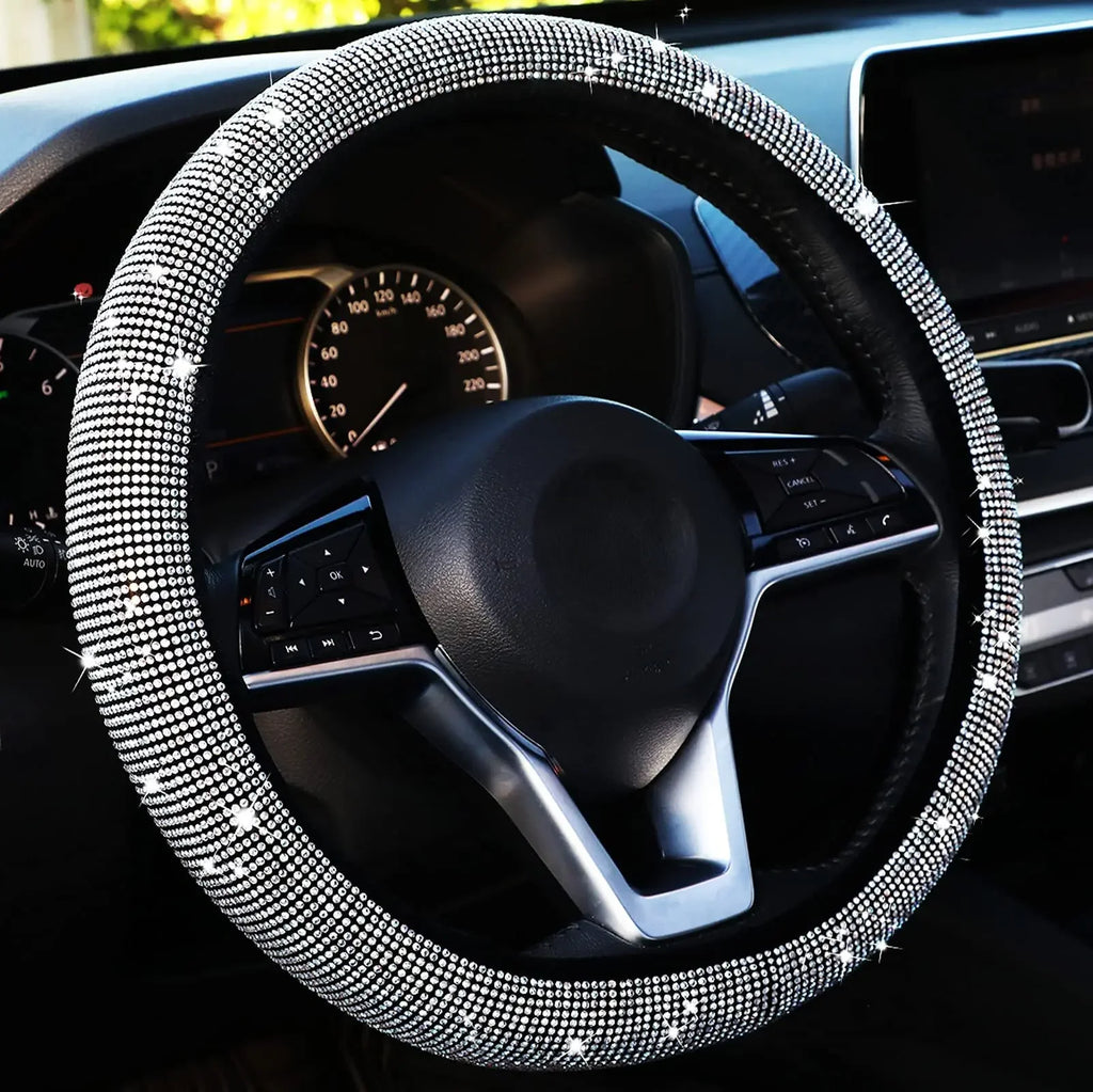 Crystal Rhinestone Steering Wheel Cover – Sparkling Auto Interior Decoration