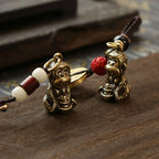 Brass Monkey Key Ring – Feng Shui Lucky Coin Charm for Car Keychain Decor
