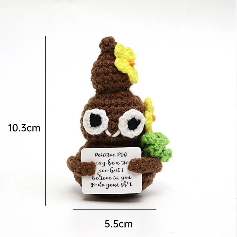 Handmade Wool Crochet Dog Doll – Positive Affirmation Plush for Home Decor