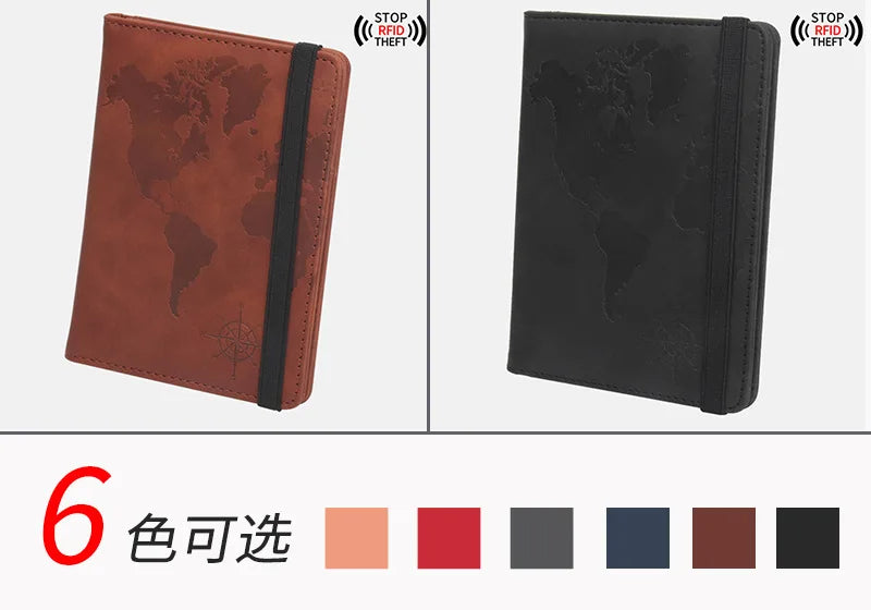 Personalized Passport Cover – RFID Blocking World Map Design for Travel