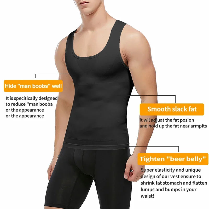 Compression Tank Top – Abdomen Slimming Body Shaper for Gynecomastia Support