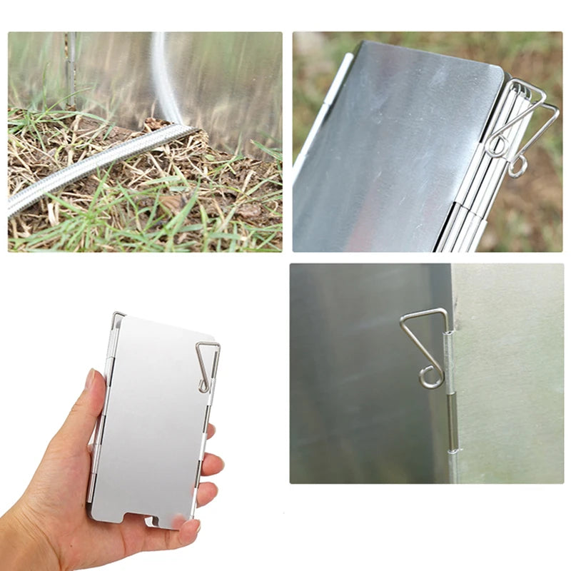 9-Plate Folding Windscreen – Aluminum Gas Stove Shield for Outdoor Camping