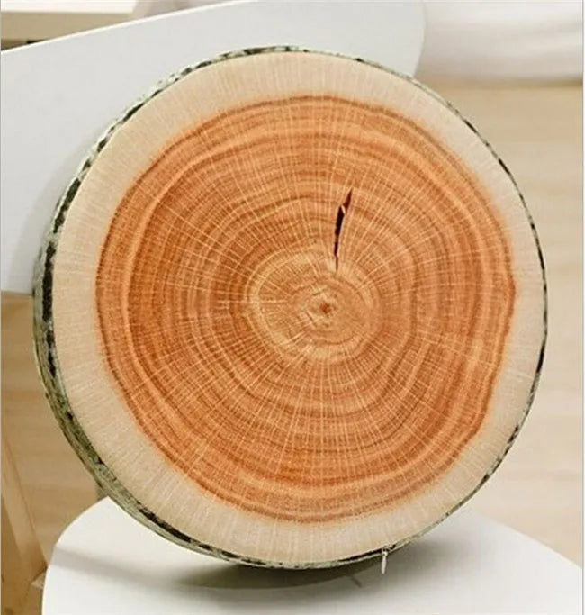 Stump Shaped Decorative Pillow – Soft Wood Grain Cushion for Home and Car Decor