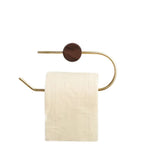 Self-Adhesive Brass Toilet Paper Holder – Wall Mounted Wood Tissue Rack for Bathroom