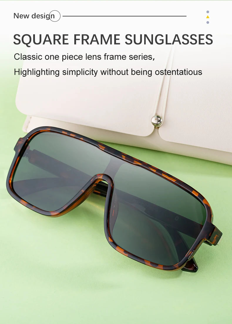Oversized Polarized Rectangle Sunglasses – Vintage Steampunk for Men