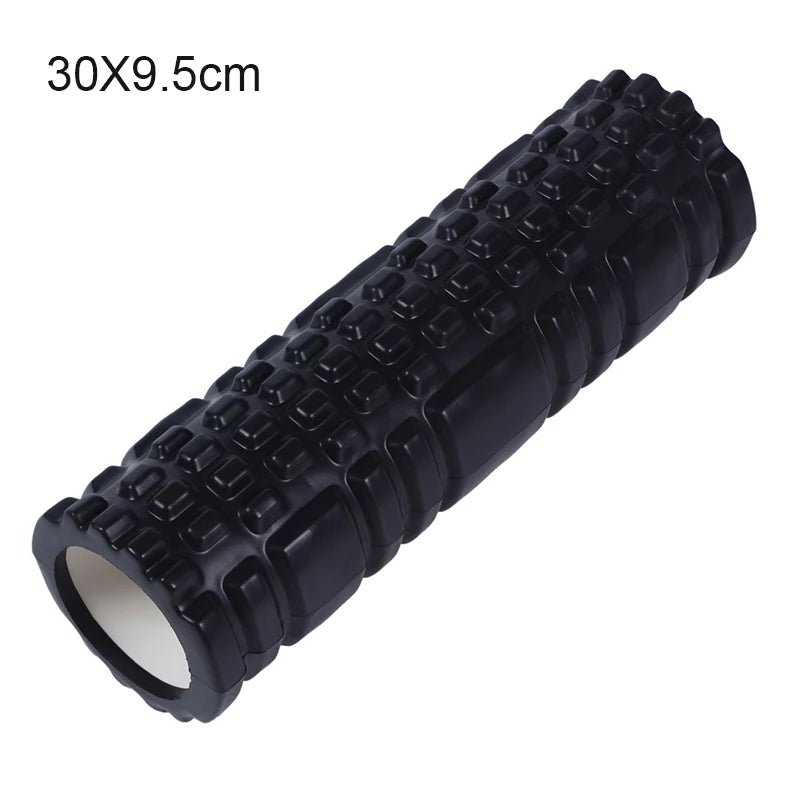 33cm Foam Yoga Massage Roller – Textured Grid Muscle Recovery for Gym Training