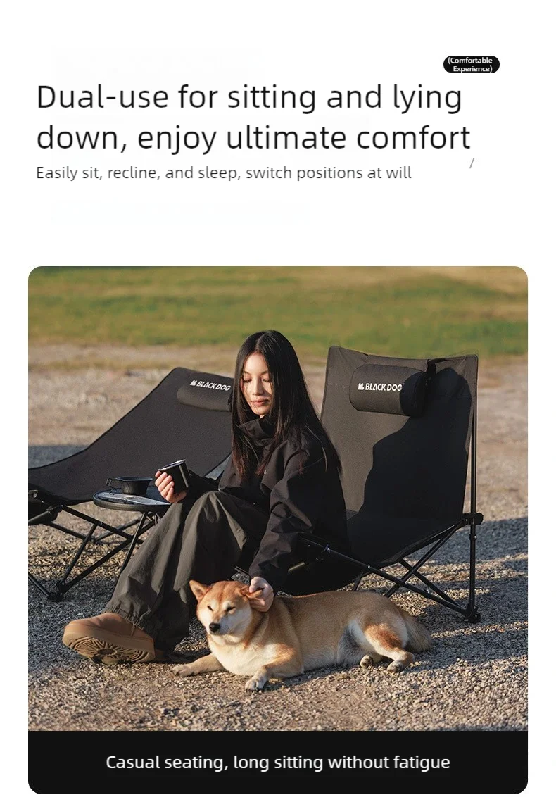 Foldable Camping Chair – Ergonomic Recliner with Pillow for Outdoor Leisure
