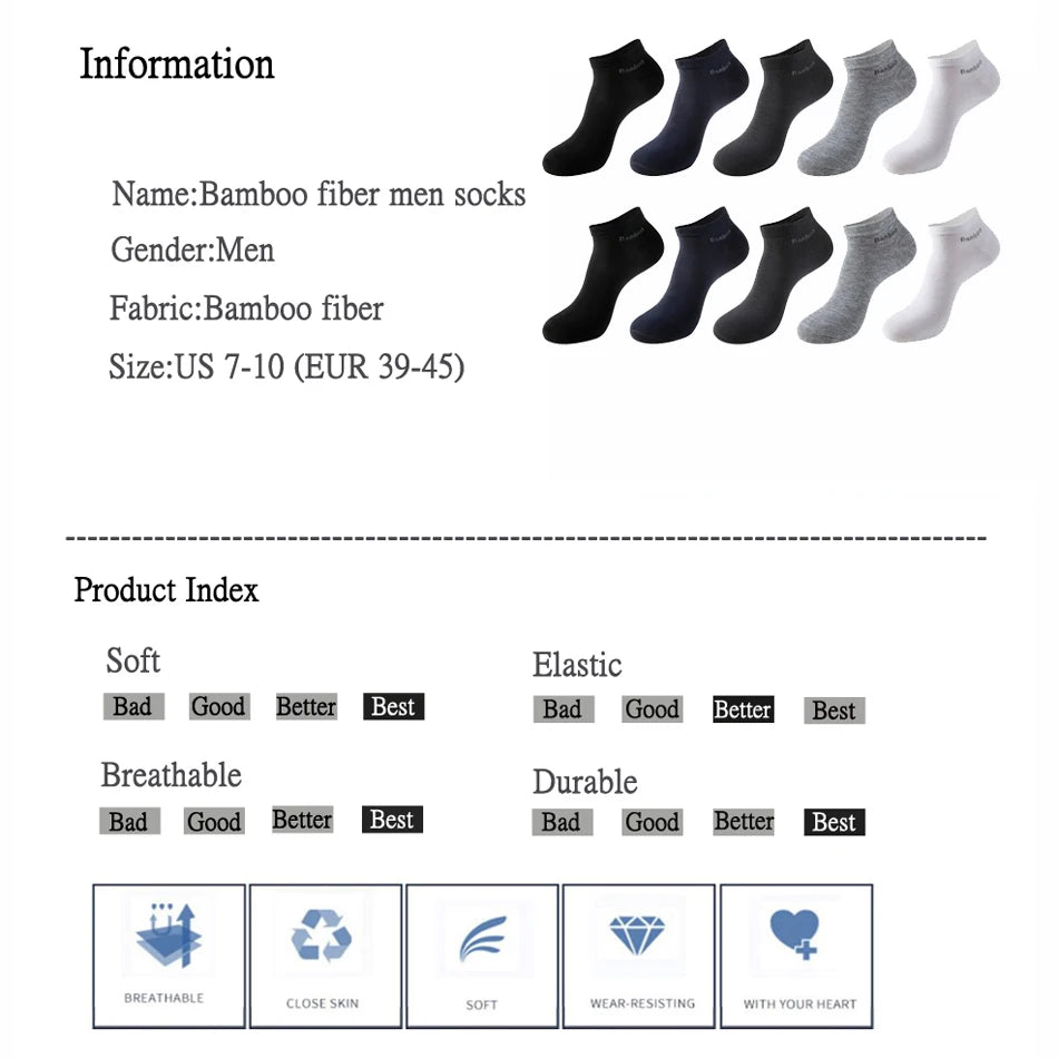 Bamboo Fiber Ankle Socks – Breathable Anti-Bacterial Footwear for Daily Casual Wear