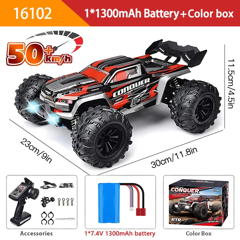4WD Off-Road RC Monster Truck – 50km/h Remote Control for Adults and Kids