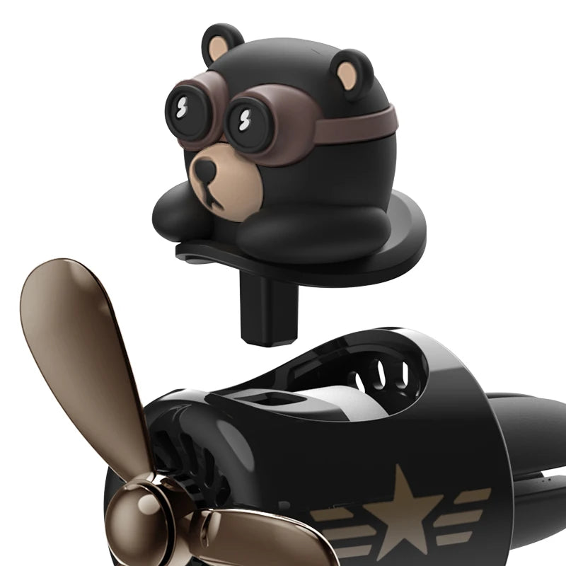 Pilot Bear Car Air Freshener – Cartoon Vent Clip for Interior Decoration