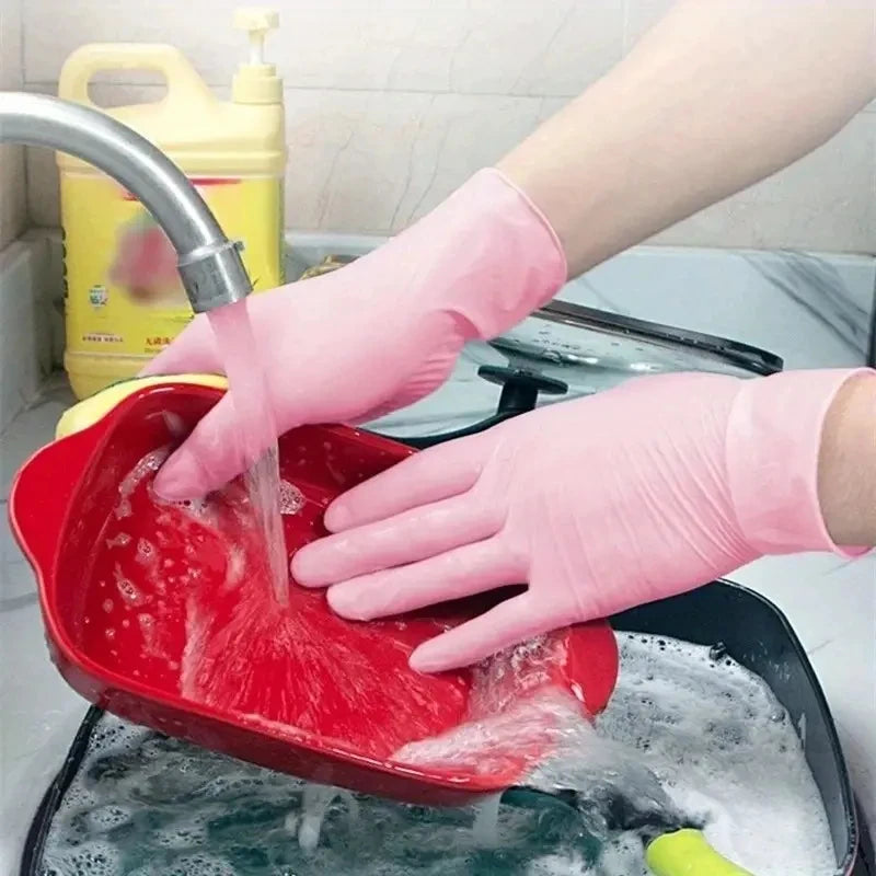 Pink Nitrile Disposable Gloves – Powder Free for Cleaning and Salon Use