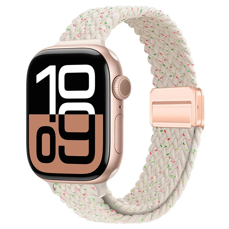 Braided Nylon Loop Watch Band – Magnetic Adjustable Bracelet for Apple iWatch