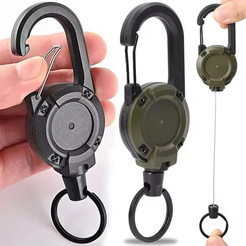 Retractable Steel Wire Carabiner – Heavy Duty Keychain for Outdoor Gear
