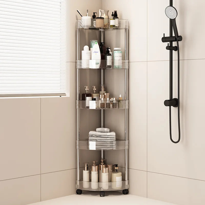 Multi-Layer Bathroom Storage Trolley – Transparent Space-Saving Rack for Home Organization