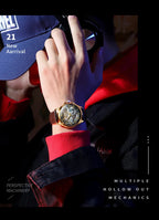 Automatic Mechanical Men's Watch – Hollow Leather Strap for Business Casual
