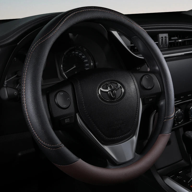 PU Leather Steering Wheel Cover – Non-Slip Grip for Universal Car Interior