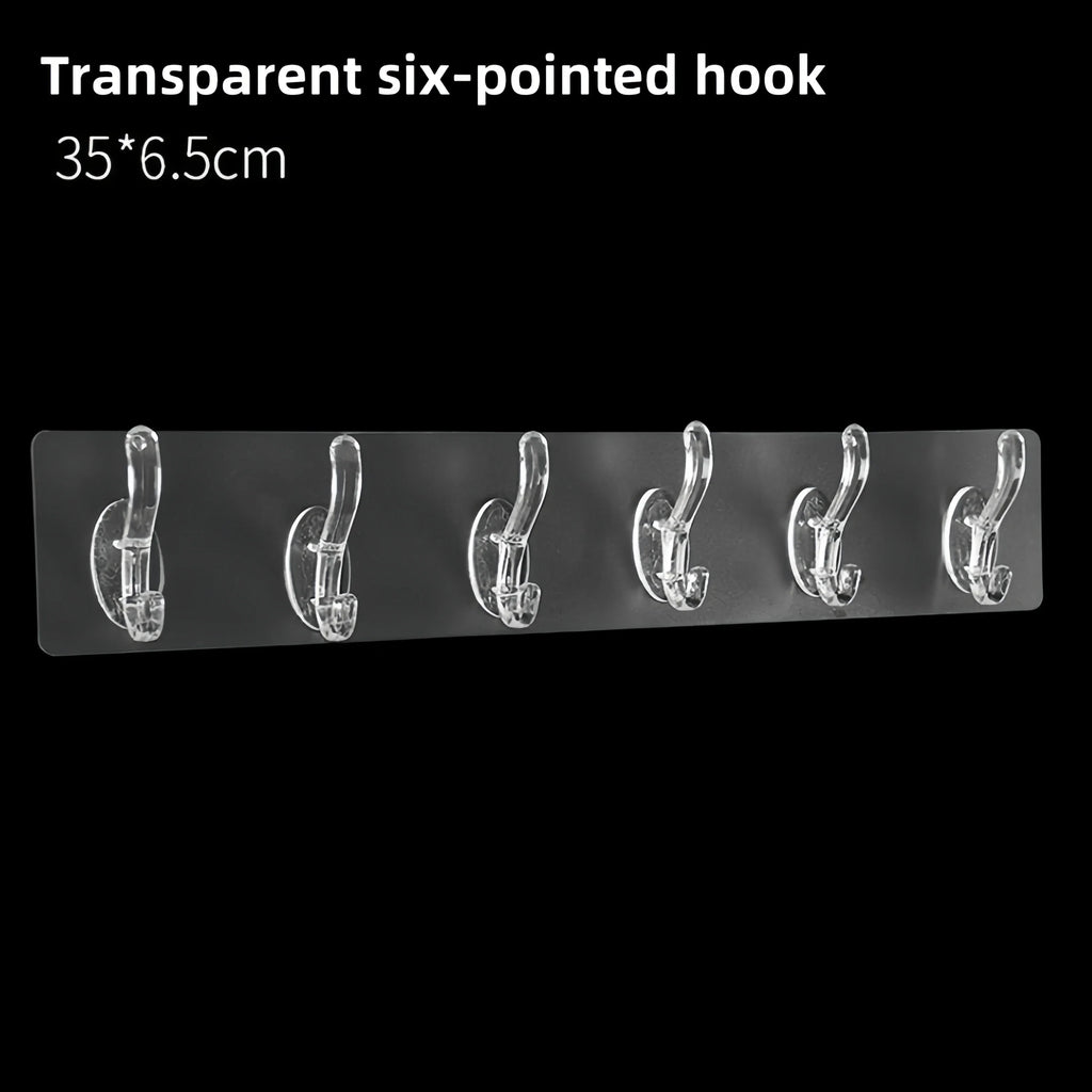 Self-Adhesive Wall Hooks – Transparent Heavy Duty Rack for Kitchen and Bathroom