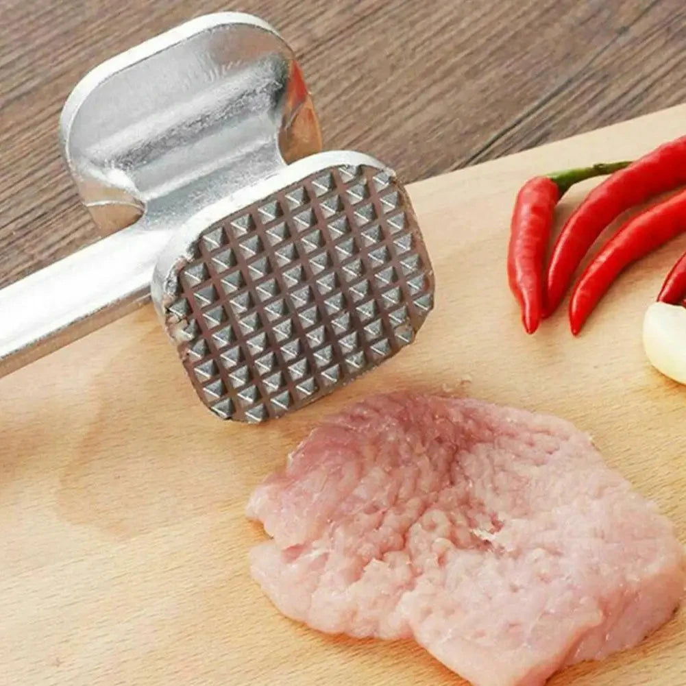 Stainless Steel Meat Tenderizer – Double-Sided Heavy Duty Hammer for Kitchen