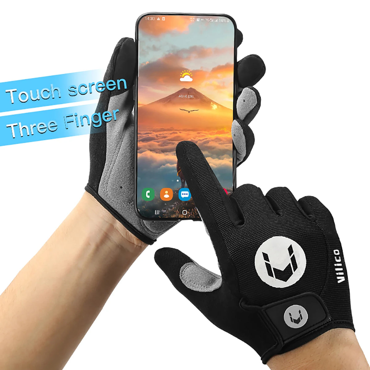 Anti-Slip Full Finger Cycling Gloves – Breathable MTB Gear for Men and Women