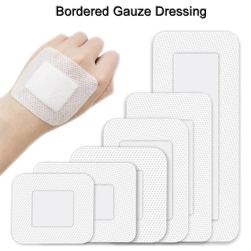 Sterile Bordered Gauze Pads – Waterproof Adhesive Wound Dressings for First Aid