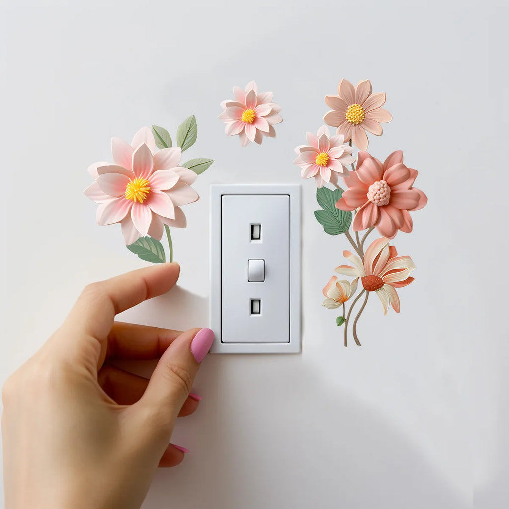 Floral PVC Wall Decal – Removable Waterproof Sticker for Home Decor