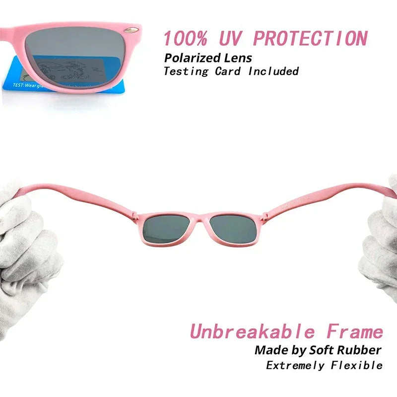 Polarized TR90 Kids Sunglasses – UV400 Silicone Shades for Outdoor Activities
