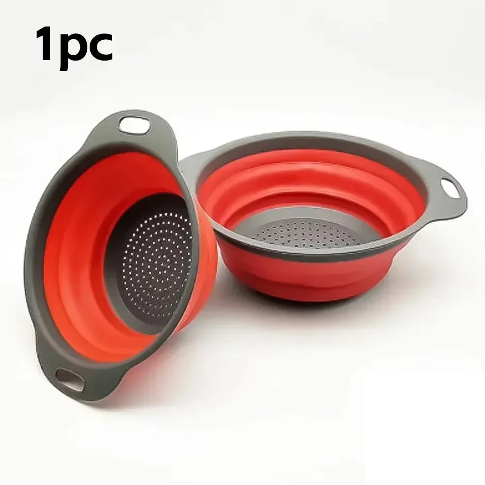 Collapsible Silicone Colander – Foldable Strainer for Kitchen Food Washing