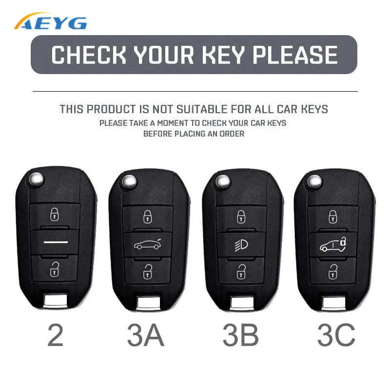 Carbon Fiber Car Key Case – Protective Keychain Cover for Peugeot and Citroen