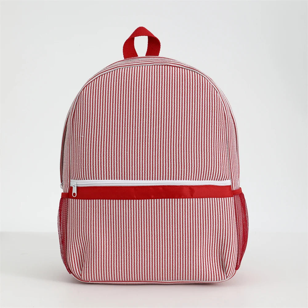 Seersucker Striped Backpack – Classic Kids Book Bag for Preschool