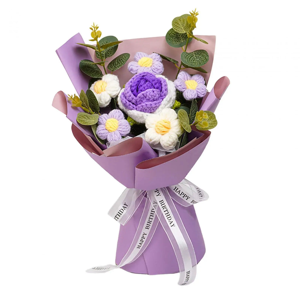 Handmade Crochet Flower Bouquet – Knitted Floral Decor for Gift Giving