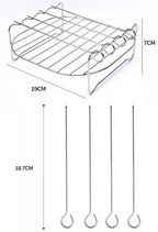 Stainless Steel Air Fryer Rack – Grill Stand with Skewers for Cooking