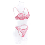 Polka Dot Mesh Lingerie Set – Sheer Underwire Bra and G-String for Women