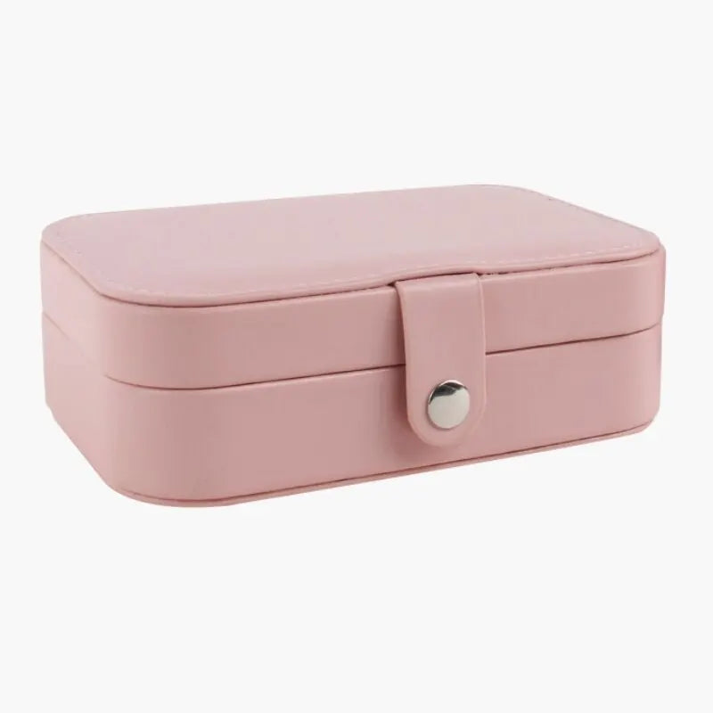 Leather Double Jewelry Box – Zippered Grid Organizer for Travel Storage