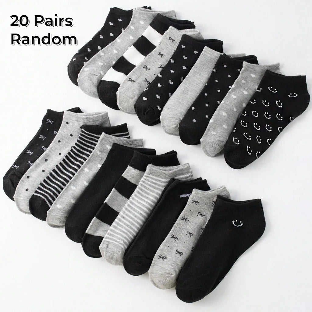 Matching Family Short Socks – Heart and Stripe Patterns for Daily Wear