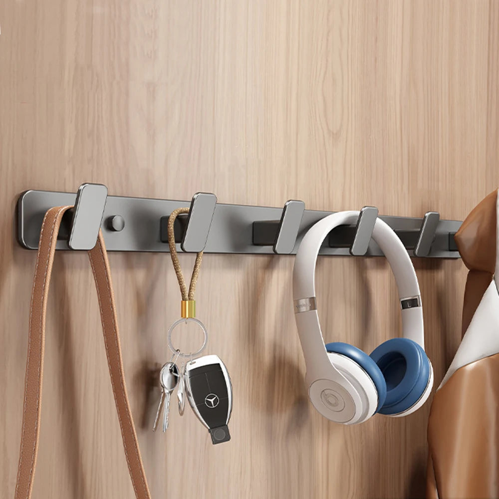 Black Metal Wall Coat Rack – 5 Hook Organizer for Hat Towel and Bag Storage