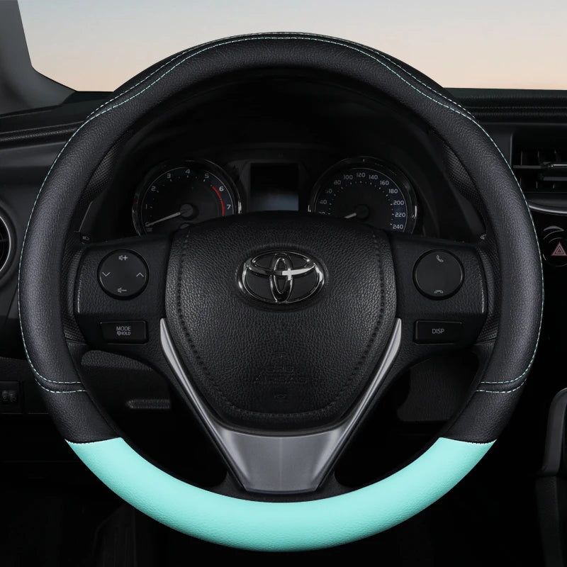 PU Leather Steering Wheel Cover – Non-Slip Grip for Universal Car Interior