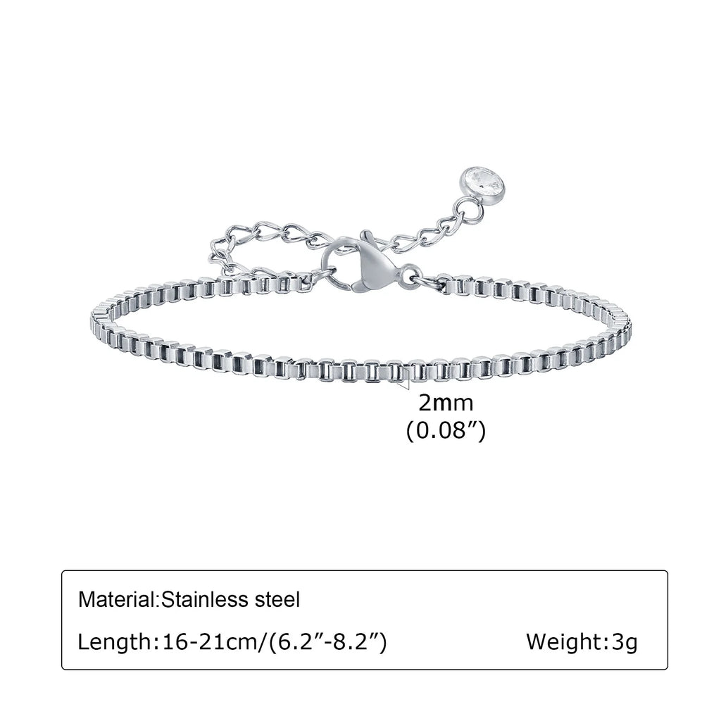 Stainless Steel Link Chain Bracelet – Stackable Silver Jewelry for Women