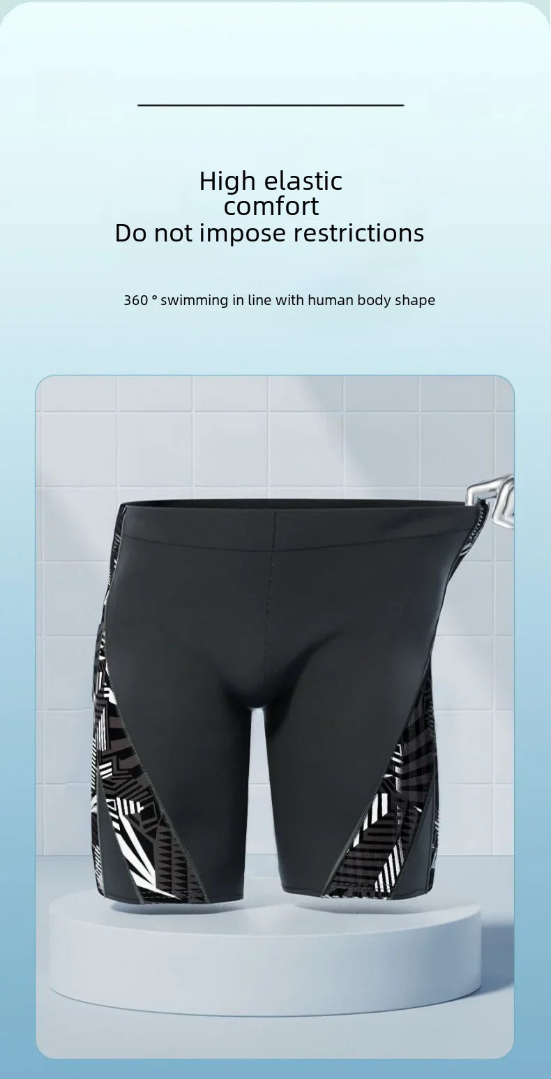 Men's Quick-Dry Swim Trunks – Anti-Embarrassment Five-Point Board Shorts for Swimming