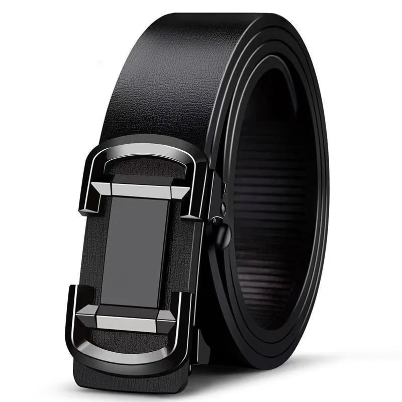 Genuine Leather Automatic Belt – Luxury Metal Buckle Strap for Men