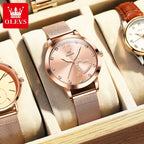 Quartz Women's Watch – Milanese Mesh Band with Diamond Accents for Daily Wear