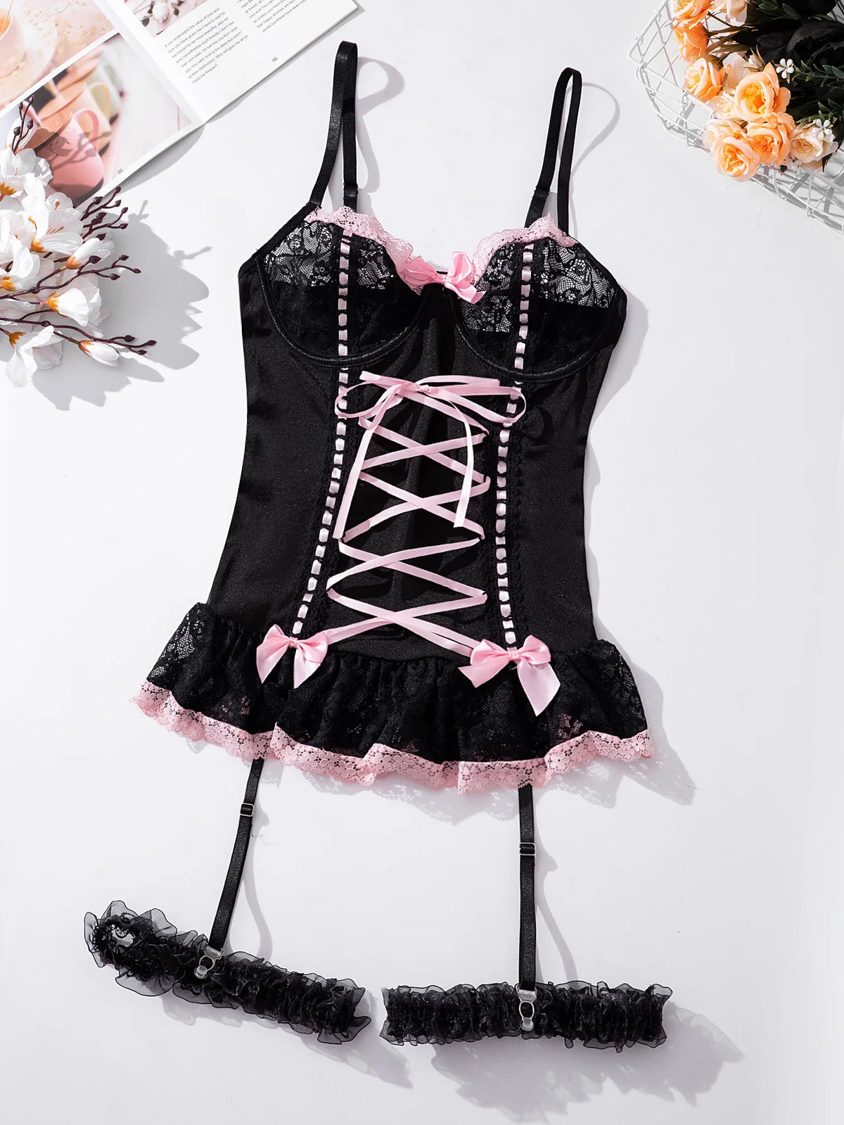 Lace Ruffle Bodycon Dress Set – 3 Piece Sexy Outfit for Music Festivals