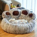 Bear Paw Pet Bed – Fluffy Plush Sofa for Small and Medium Dogs and Cats