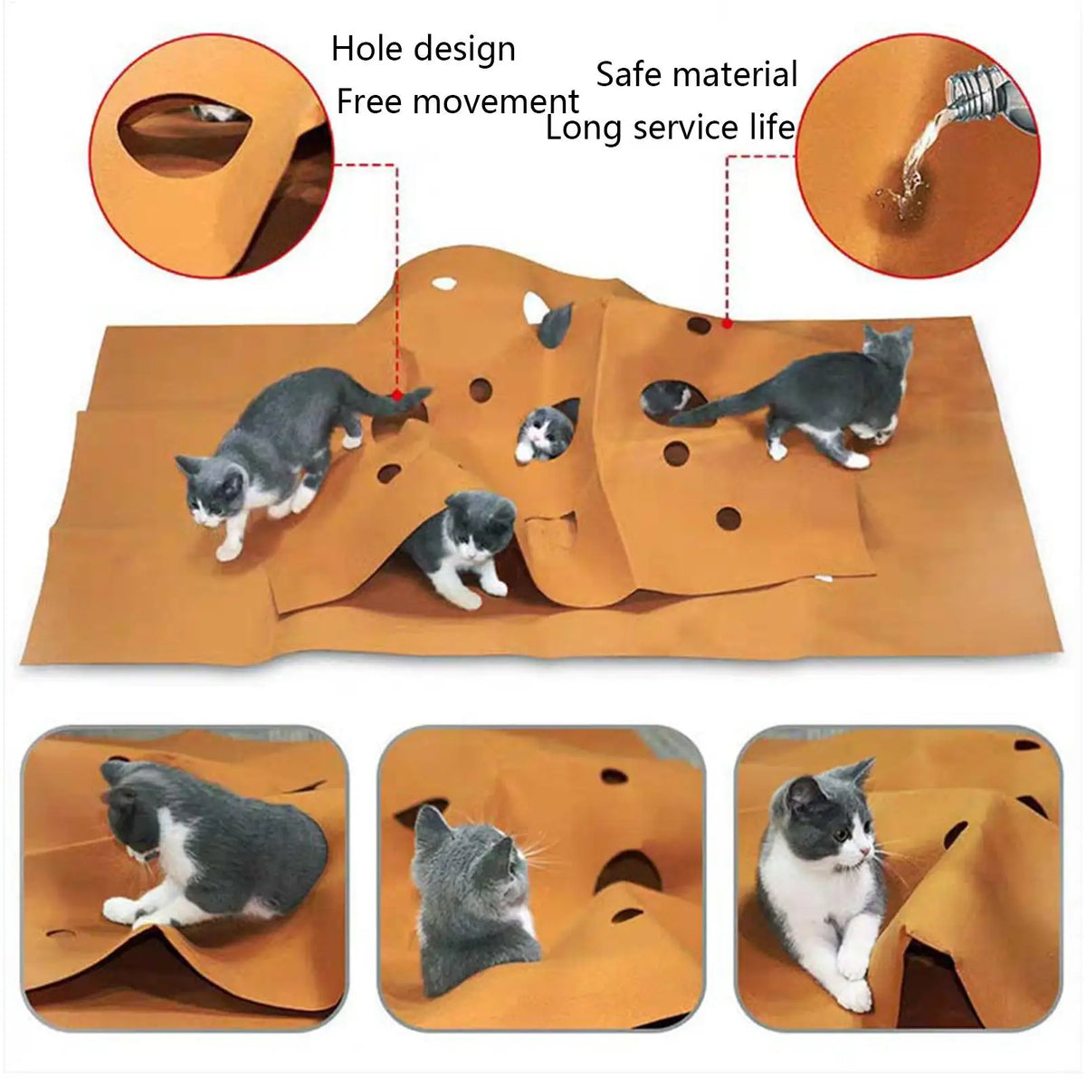 Interactive Cat Tunnel Mat – Foldable Enrichment Toy for Indoor Kitten Play
